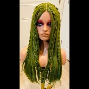 BESTYLEZ216 BESPOKE WIGS *BEETLEJUICE* Straight Olive Green Synthetic Wig 28in